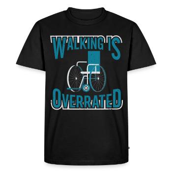 Sensibilisation à l’amputation de la jambe en fauteuil roulant Amputation - T-shirt Premium bio Homme - noir - Devant - Nico (187cm)
