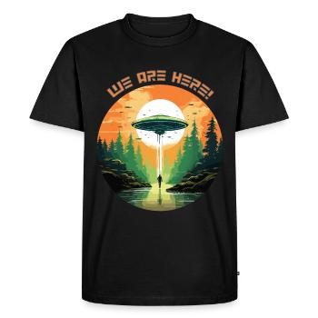 UFOs are here! - Men's Premium Organic T-Shirt - black - Front - Nico (187cm)
