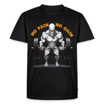 Musculation squelette No Pain No Gain - T-shirt Premium bio Homme - noir - Devant - Nico (187cm)