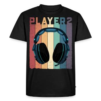 Partnerlook Player 1 2 gaming Headset - T-shirt Premium bio Homme - noir - Devant - Nico (187cm)