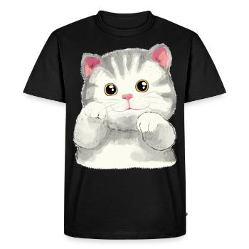 Chats Enfants Animaux Mignon Chat Bébé Miaoul - T-shirt Premium bio Homme - noir - Devant - Nico (187cm)