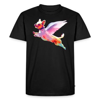 Chien volant. Tous les animaux de compagnie vont au paradis. Les chiens sont des anges - T-shirt Premium bio Homme - noir - Devant - Nico (187cm)