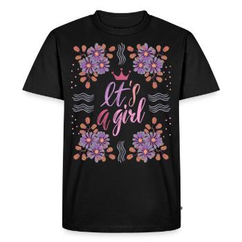 C’est-une-fille, petite fille, annonce, disant - T-shirt Premium bio Homme - noir - Devant - Nico (187cm)