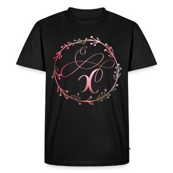 Monogramme, lettre X, ornement de calligraphie - T-shirt Premium bio Homme - noir - Devant - Nico (187cm)