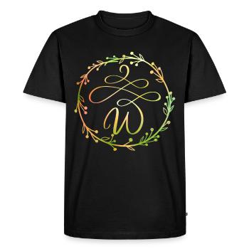 Monogramme, lettre W, ornement de calligraphie - T-shirt Premium bio Homme - noir - Devant - Nico (187cm)