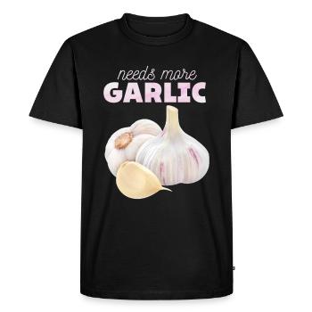 Garlic, funny Spuch, Needs-More-Garlic - Men's Premium Organic T-Shirt - black - Front - Nico (187cm)
