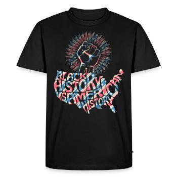 Slogan du drapeau du drapeau américain du Mois de l’histoire des Noirs - T-shirt Premium bio Homme - noir - Devant - Nico (187cm)