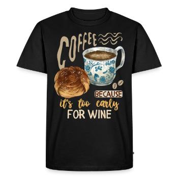 café, buveur de café buveur de vin drôle de dicton - T-shirt Premium bio Homme - noir - Devant - Nico (187cm)