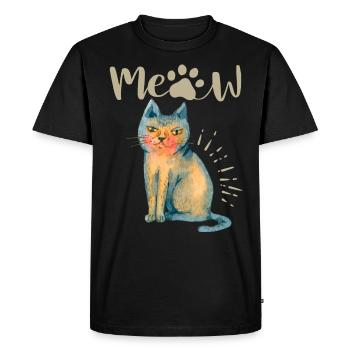 Drôle de chat, disant, Miaou - T-shirt Premium bio Homme - noir - Devant - Nico (187cm)