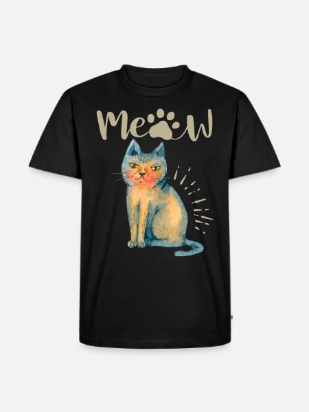 Funny Cat, saying, Meow - Men's Premium Organic T-Shirt - black