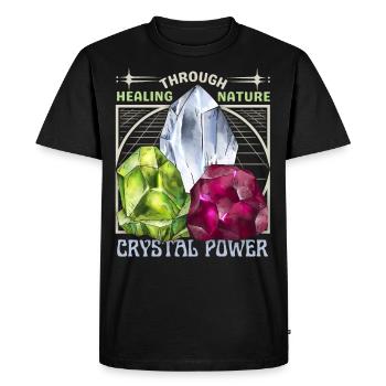 Healing Crystals, Esoteric, Crystal Power - Men's Premium Organic T-Shirt - black - Front - Nico (187cm)