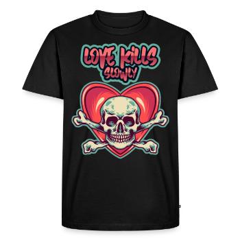 Saint-Valentin Skull Skull Heart, drôle de dicton - T-shirt Premium bio Homme - noir - Devant - Nico (187cm)