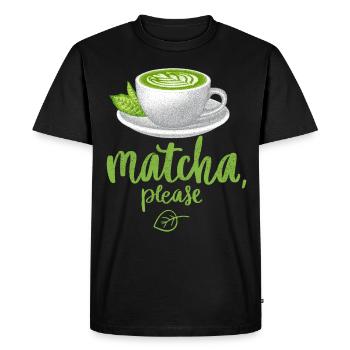 Thé matcha, buveur de thé, matcha latte, thé vert - T-shirt Premium bio Homme - noir - Devant - Nico (187cm)