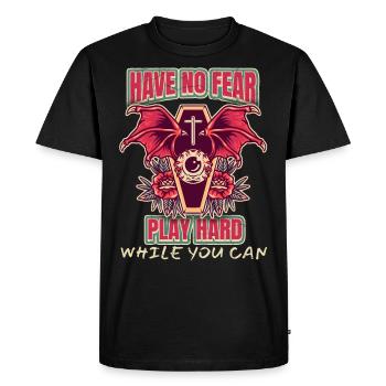 Coffin Bat Wing Death, Have-No-Fear-Play-Hard - T-shirt Premium bio Homme - noir - Devant - Nico (187cm)