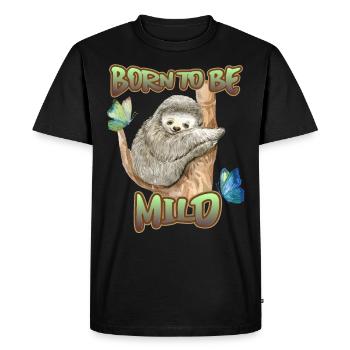Paresseuse, drôle de dicton, né pour être doux - T-shirt Premium bio Homme - noir - Devant - Nico (187cm)