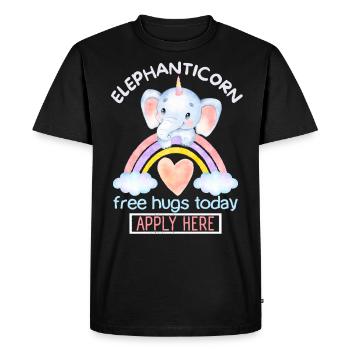 Licorne éléphant, Licorne licorne, Dicton de câlins libres - T-shirt Premium bio Homme - noir - Devant - Nico (187cm)