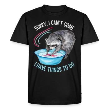 Raccoon motif, funny saying, washing bears - Men's Premium Organic T-Shirt - black - Front - Nico (187cm)