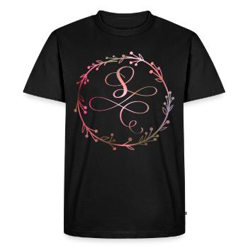 Monogramme, lettre S, ornement de calligraphie - T-shirt Premium bio Homme - noir - Devant - Nico (187cm)