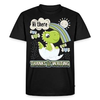 Œuf de dinosaure avec bébé dino, dicton nouveau-né - T-shirt Premium bio Homme - noir - Devant - Nico (187cm)