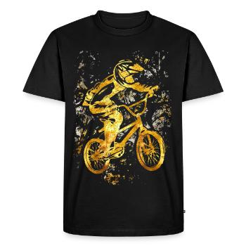 Vélo BMX | Vélo BMX | BMX d'or | Idée cadeau ♥ - T-shirt Premium bio Homme - noir - Devant - Nico (187cm)