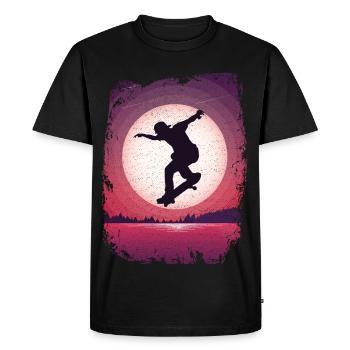SK8R | | lune | de skateboard Patinage - T-shirt Premium bio Homme - noir - Devant - Nico (187cm)