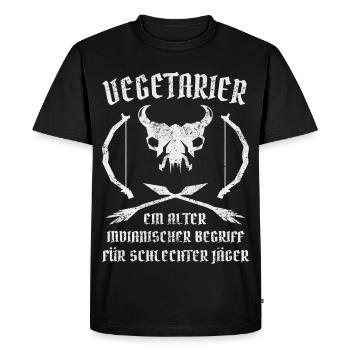 Végétarien = mauvais chasseur - T-shirt Premium bio Homme - noir - Devant - Nico (187cm)