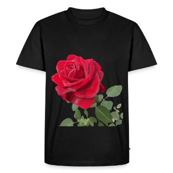 Rose rouge - T-shirt Premium bio Homme - noir - Devant - Nico (187cm)