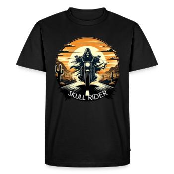 SKULL RIDER : AVENTURE DANS LE DÉSERT SOUS LE COUCHER DU SOLEIL - T-shirt Premium bio Homme - noir - Devant - Nico (187cm)