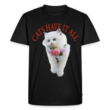 Chat impertinent - T-shirt Premium bio Homme - noir - Devant - Nico (187cm)