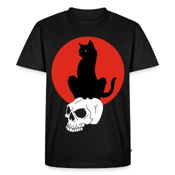 Black Cat and Red Sun - Men's Premium Organic T-Shirt - black - Front - Nico (187cm)