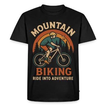 Mountain Biking Adventure Design - Men's Premium Organic T-Shirt - black - Front - Nico (187cm)