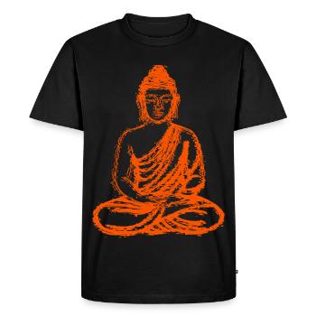Bouddha – Neon Glitch Art Spirituel - T-shirt Premium bio Homme - noir - Devant - Nico (187cm)