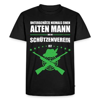 Gift for Old Man in the Shooting Club | Retro - Men's Premium Organic T-Shirt - black - Front - Nico (187cm)