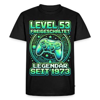 Level 53 unlocked 1973 vintage gamer birthday - Men's Premium Organic T-Shirt - black - Front - Nico (187cm)