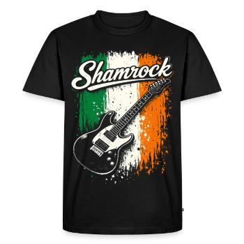St Patrick Guitare électrique Irish Flag Rock - T-shirt Premium bio Homme - noir - Devant - Nico (187cm)