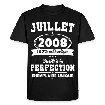 Anniversaire 18 ans - Juillet 2008 Perfection - T-shirt Premium bio Homme - noir - Devant - Nico (187cm)
