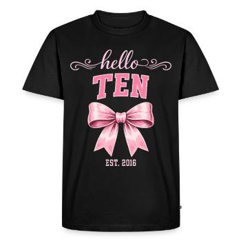 Hello Ten 10 Ans Est 2016 Anniversaire Nœud - T-shirt Premium bio Homme - noir - Devant - Nico (187cm)