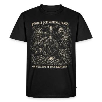 Protégez Nos Parcs Nationaux | Humour Horreur Goth - T-shirt Premium bio Homme - noir - Devant - Nico (187cm)