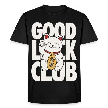 Bonne chance du Club Chat Chanceux - T-shirt Premium bio Homme - noir - Devant - Nico (187cm)