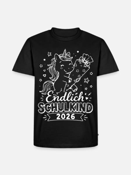Endlich Schulkind 2026 Einhorn - Männer Premium Bio T-Shirt - Schwarz