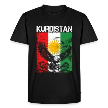 Kurdistan Flag Bakur Bashur Rojava Rojhlt Newroz - Men's Premium Organic T-Shirt - black - Front - Nico (187cm)