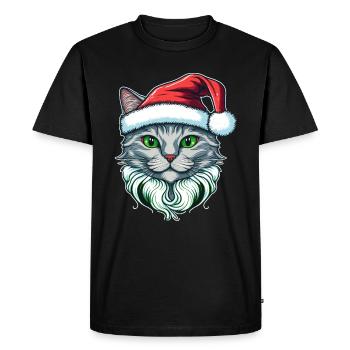 Magnifique chaton portant un chapeau de Père Noël - T-shirt Premium bio Homme - noir - Devant - Nico (187cm)