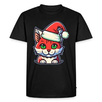 Magnifique design de chat de Noël, un excellent Père Noël - T-shirt Premium bio Homme - noir - Devant - Nico (187cm)