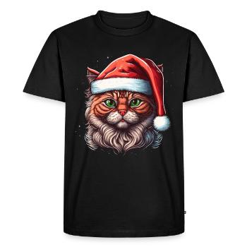Belle illustration numérique de chaton de Noël - T-shirt Premium bio Homme - noir - Devant - Nico (187cm)