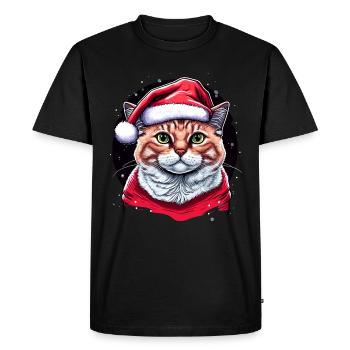 Belle illustration numérique de chat de Noël, un - T-shirt Premium bio Homme - noir - Devant - Nico (187cm)