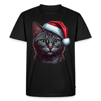 Superbe œuvre d’art numérique de chaton de Noël, le - T-shirt Premium bio Homme - noir - Devant - Nico (187cm)