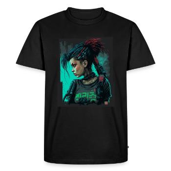 Magnifique fille futuriste pour les fans de jeux vidéo - T-shirt Premium bio Homme - noir - Devant - Nico (187cm)