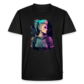 Fearless futuristic Women for Video Game Lovers - Men's Premium Organic T-Shirt - black - Front - Nico (187cm)