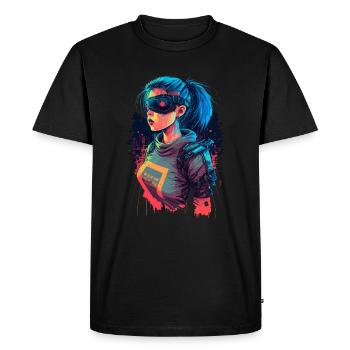 Illustration à la mode d’une cyber fille - T-shirt Premium bio Homme - noir - Devant - Nico (187cm)