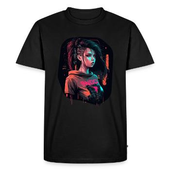 Cool design of a Beautiful cyber Girl - Men's Premium Organic T-Shirt - black - Front - Nico (187cm)